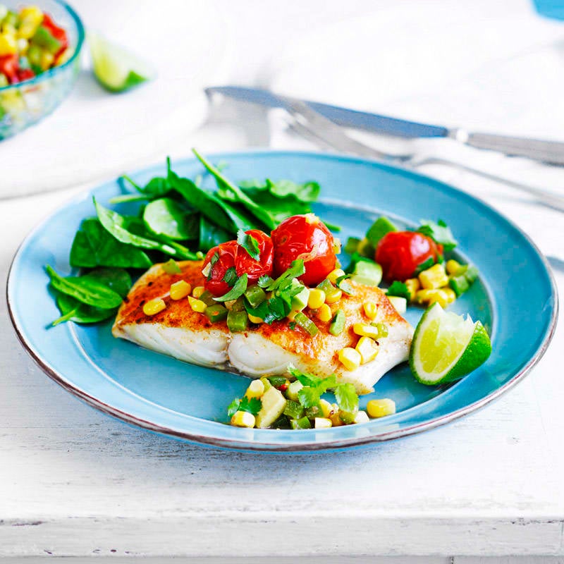 Photo of Barbecued fish with chilli cherry tomato and corn salad by WW