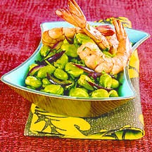 Photo de/du Salade tiède de gambas aux fèves par WW
