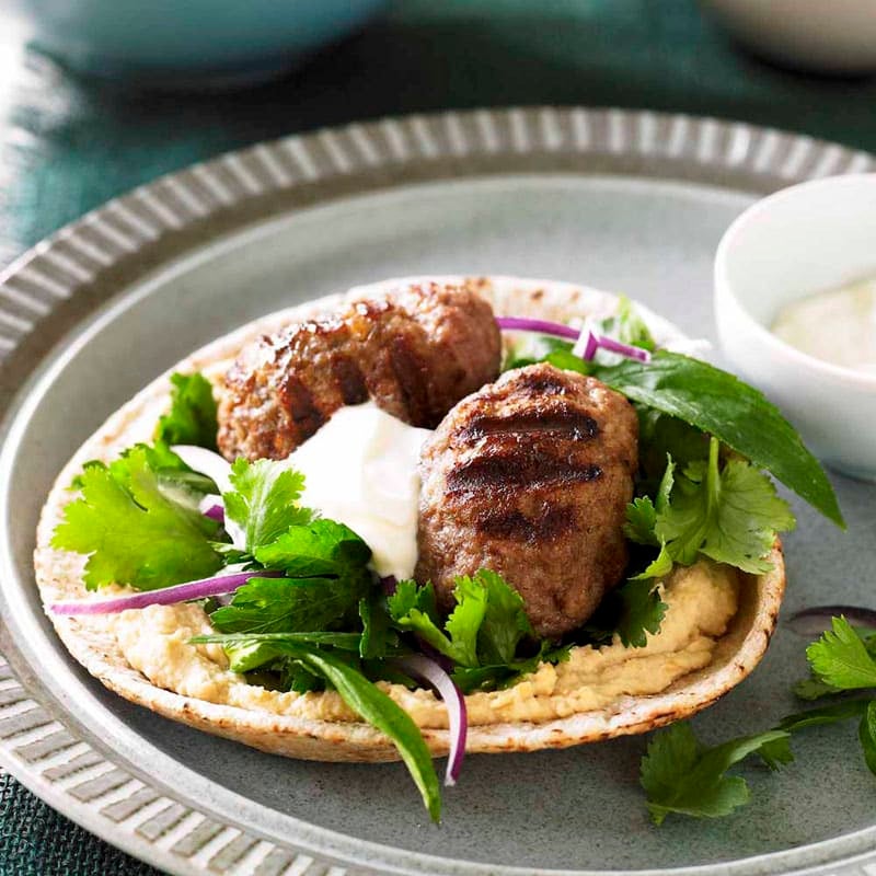 Photo of Lamb kofta wraps with hummos and herb salad by WW