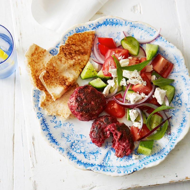 Photo of Lamb and beetroot rissoles with Greek salad by WW