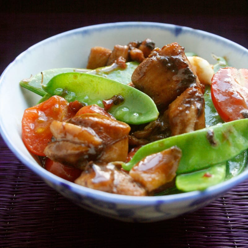 Photo of Spicy stir-fried chicken with snow peas and tomatoes by WW