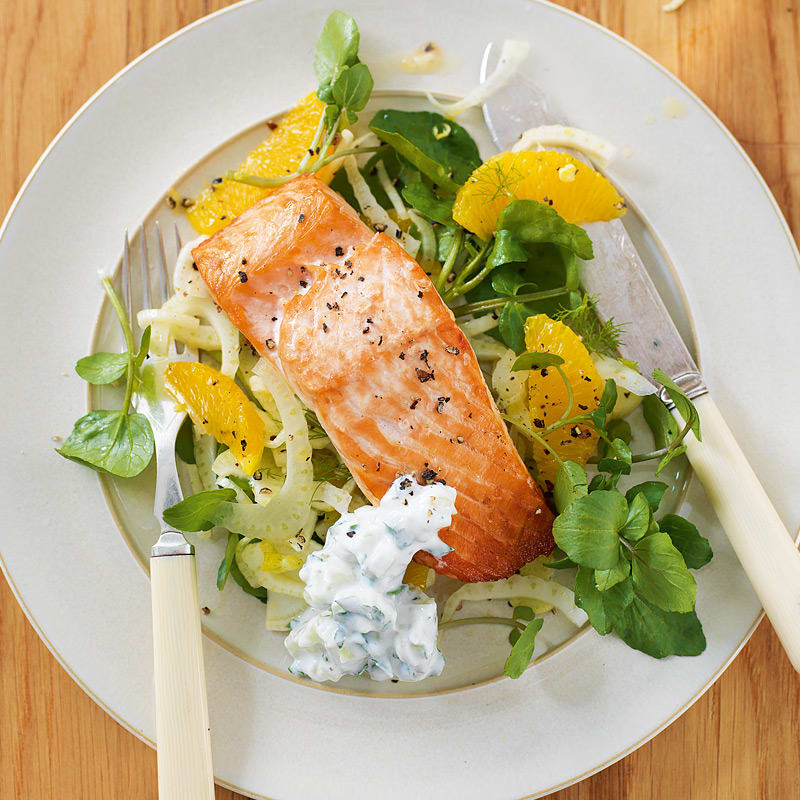 Photo of Salmon salad with cucumber sauce by WW