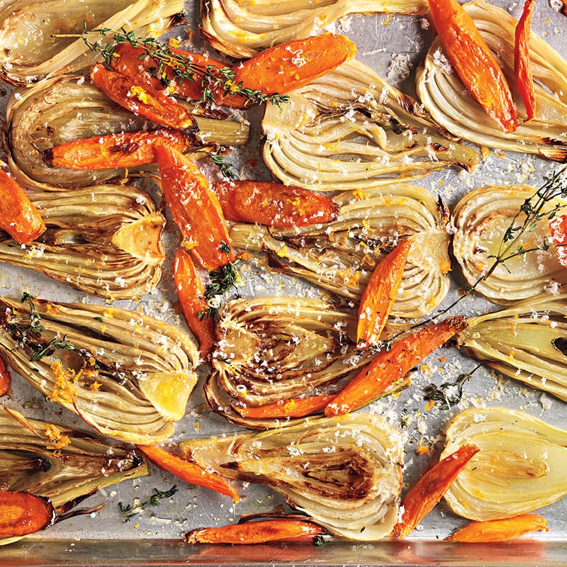 Photo of Sheet pan fennel and carrots with pecorino, orange, and thyme by WW