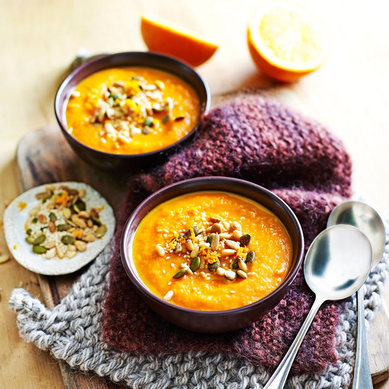 Photo of Carrot, parsnip and orange soup with cardamom seed granola by WW