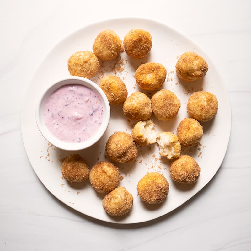 Photo of Air-Fried Donut Holes with Creamy Berry Sauce by WW