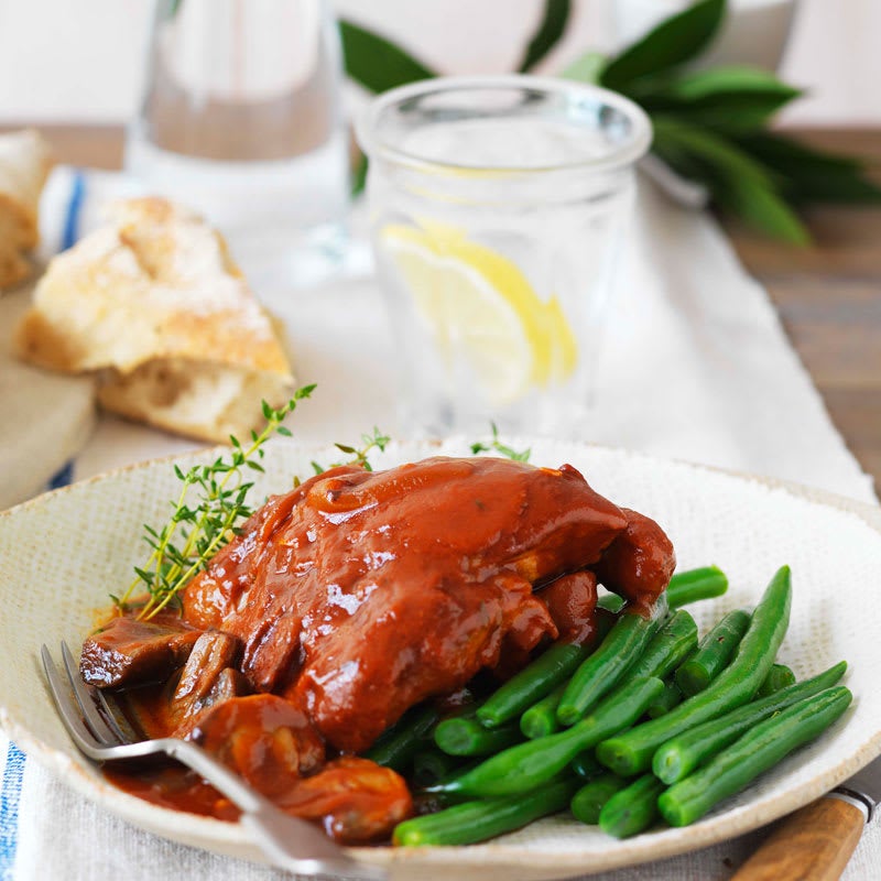 Photo of Coq au vin with steamed green beans by WW