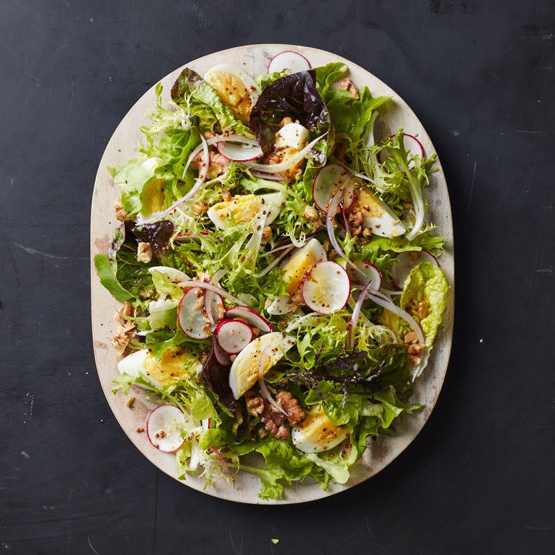 Photo of Baby greens salad with eggs & walnuts by WW