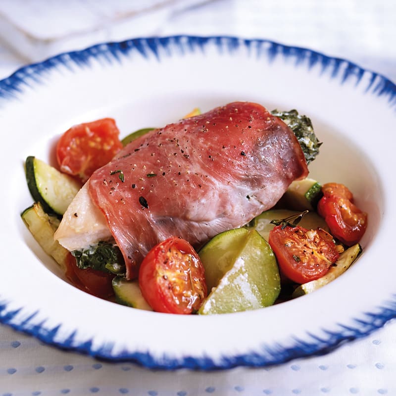 Photo of Creamy spinach-stuffed chicken with veg by WW