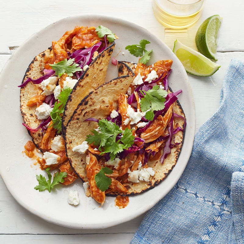 SPICY CHICKEN SOFT TACOS WITH GOAT CHEESE