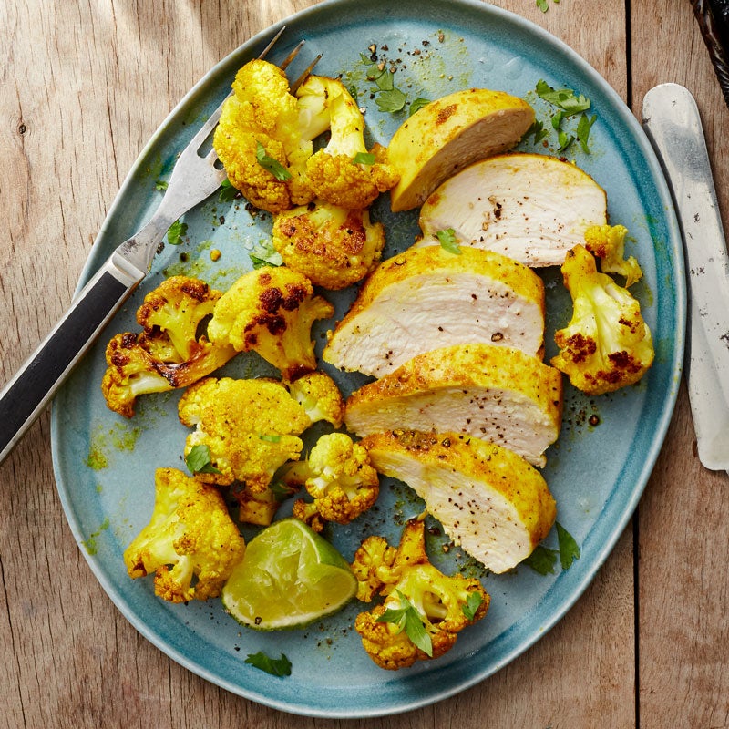 ROASTED CHICKEN BREASTS WITH SPICED CAULIFLOWER