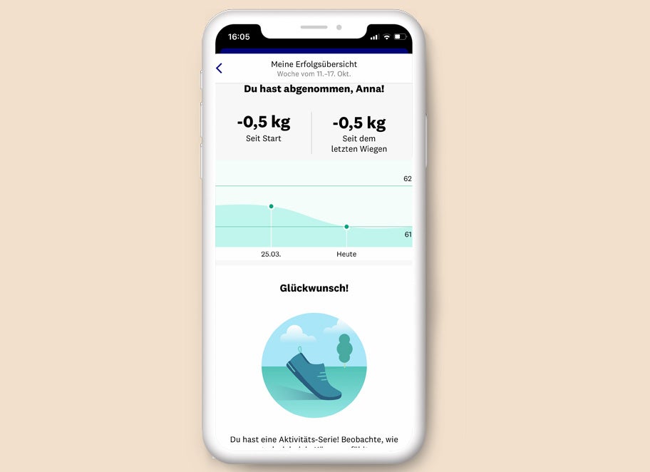 Anzeige des Gewichtsverlaufs in der App