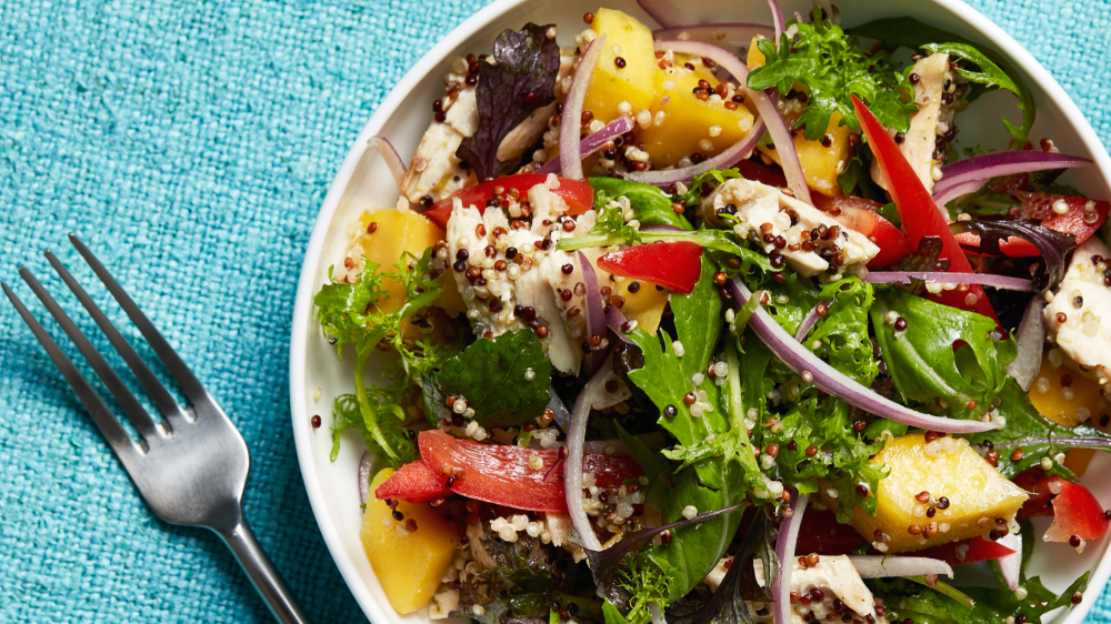 Passover Recipe: Lime-ginger quinoa, mango, and chicken salad