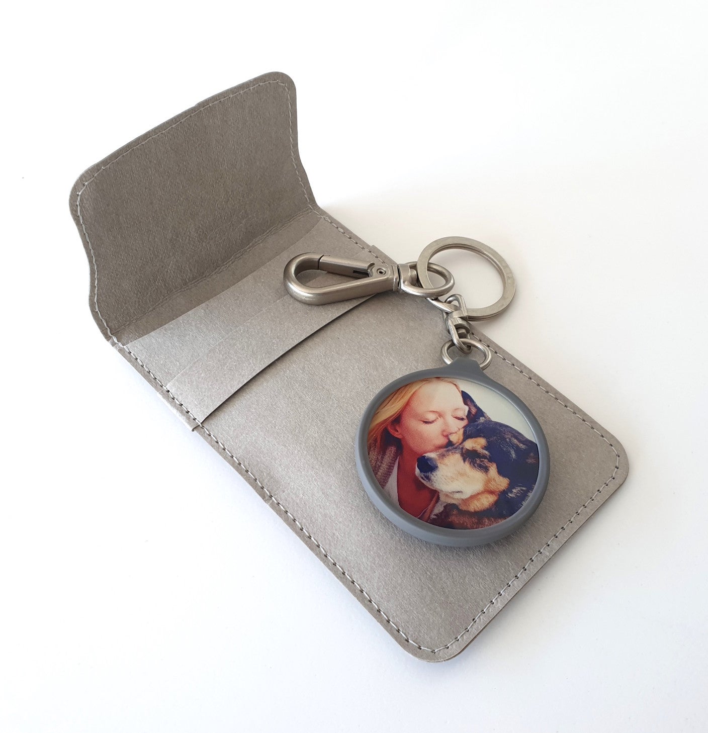 Image of personalised key fob with case