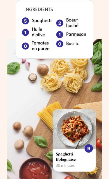 Une photo de Spaghetti Bolognese et de ses ingrédients
