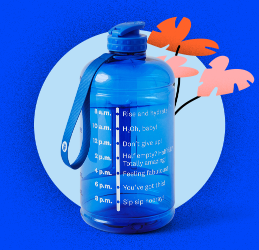 WW Half-Gallon Water Bottle with graphic illustration of flowers