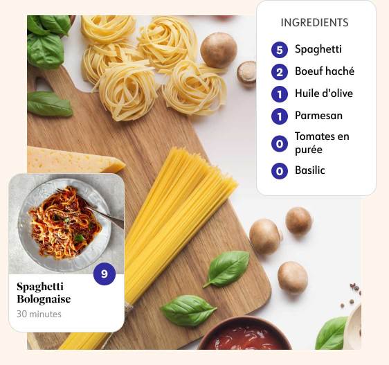 Une photo de Spaghetti Bolognese et de ses ingrédients